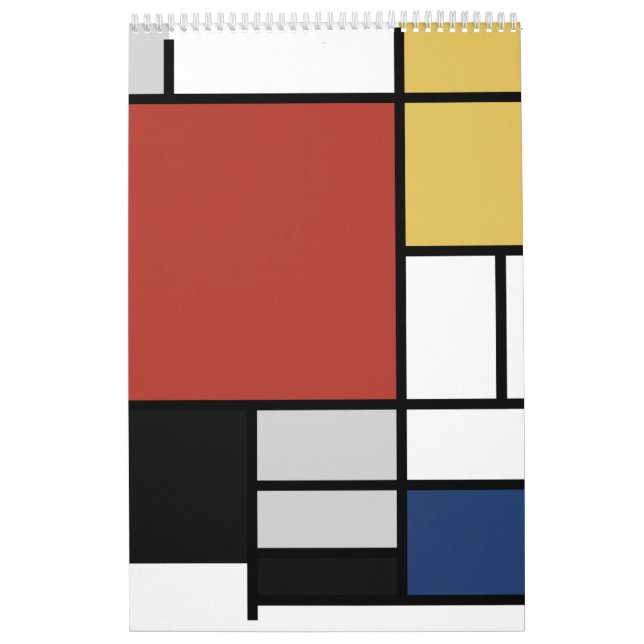 Calendario Mondrian Pintura de Plano Rojo Amarillo Azul Gris  (Tapa)