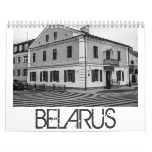 Calendario Monocromo de arquitectura de Bielorrusia