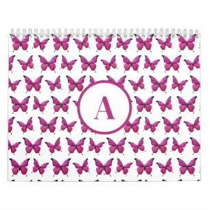 Calendario Monograma del modelo moderno de mariposa cúpula ro