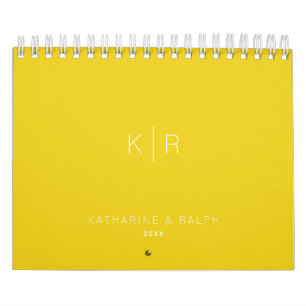 Calendario Monograma minimalista mostaza amarillo amarillo re