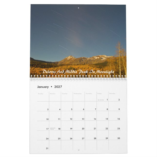 Calendario Montañas del sudoeste de Colorado (Jan 2027)
