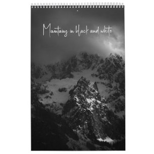 Calendario Montañas en blanco y negro v3 foto