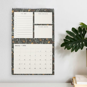 Calendario Moody Botanical Pattern Mensual Planner