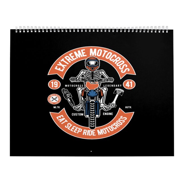 Calendario motocross extremo como salto de sueño motociclista (Tapa)