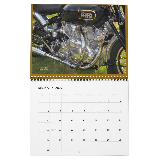 Calendario Motores de motocicleta Vincent 2015 (Jan 2027)