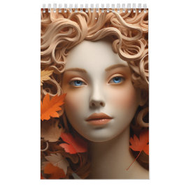 Calendario Mujer Dorada Otoño Mujeres Naranja Marrón Broncead