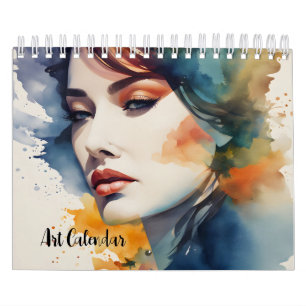 Calendario Mujer hermosa doble exposición de arte