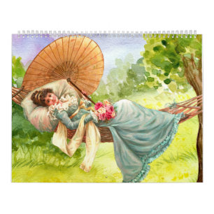 Calendario Mujeres clásicas damas elegantes pintura arte fino