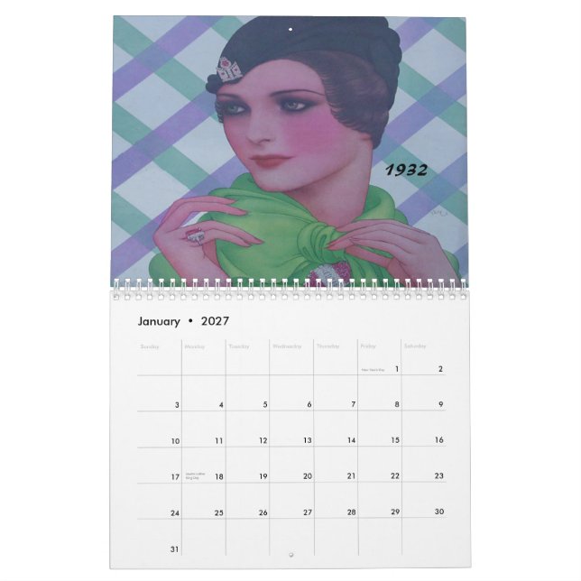 Calendario mujeres de moda de los años 30 (Jan 2027)
