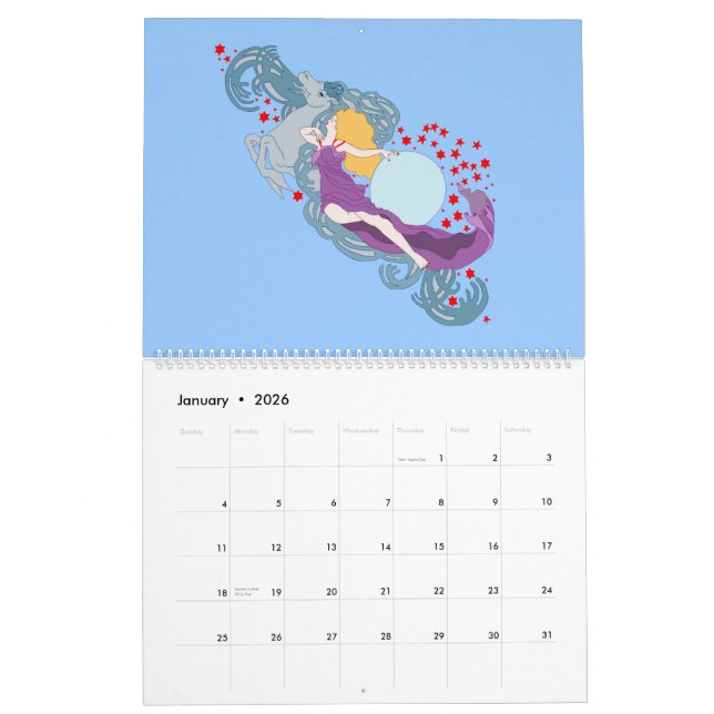 Calendario Mujeres de Nouveau del arte (Jan 2026)