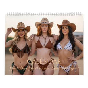 Calendario Mujeres Elegantes con Sombreros de Vaquero y Escen