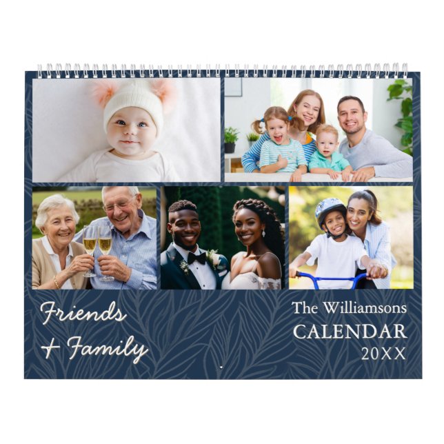 Calendario multifoto de familia y amigos azul (Tapa)