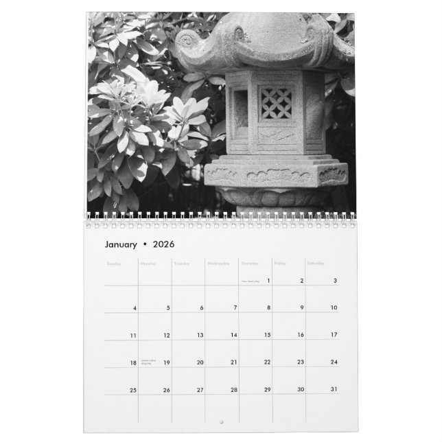Calendario Mundo con blanco y negro (Jan 2026)