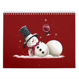 Calendario Muñeco de nieve con regalo de Navidad de vino vaca