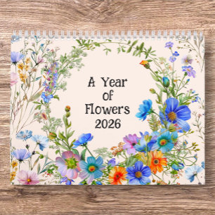 Calendario mural 2026 - Un año de flores