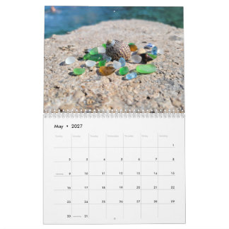 Calendario mural 2027 Conchas marinas y vidrio de