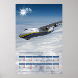 Calendario mural anual 2026 Póster Antonov-225 Mri