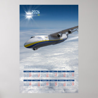 Calendario mural anual 2026 Póster Antonov-225 Mri