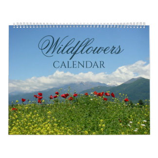 Calendario mural colorido de flores silvestres nat