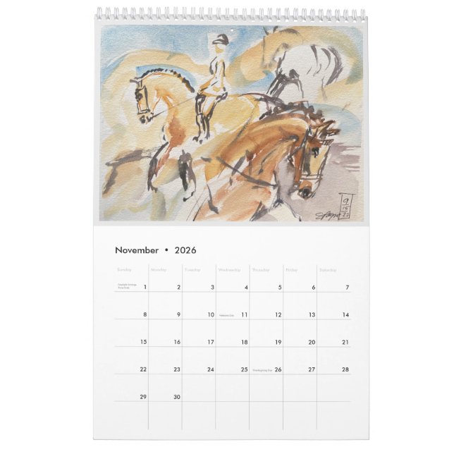 Calendario mural de 2023 de Susan Payne Equine Art (Nov 2026)
