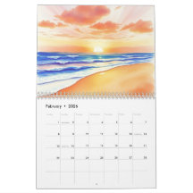 Calendario mural de acuarela 2025