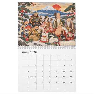 Calendario mural de buena fortuna japonés 2027