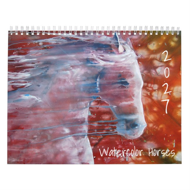 Calendario mural de caballos al acuarela 2027 (Tapa)