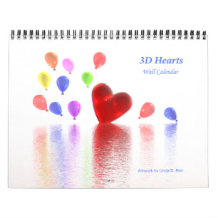 Calendario mural de corazones en 3D