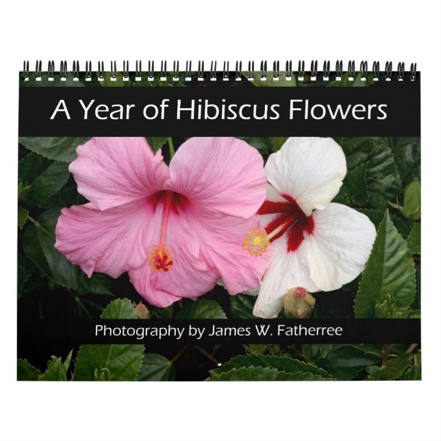 Calendario mural de flores de Hibisco por J. Fathe (Tapa)