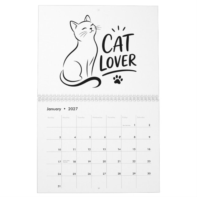 Calendario mural de gato lindo 2027 (Jan 2027)