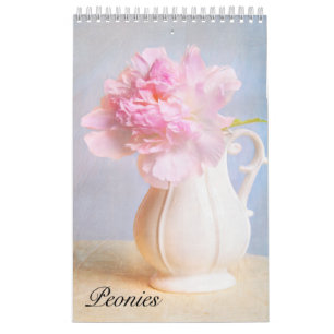 Calendario mural de hermosas peonías