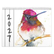 Calendario mural de pájaros acuarela 2027
