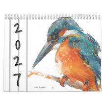 Calendario mural de pájaros acuarela 2027