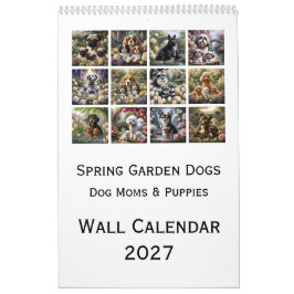 Calendario mural de perros en el jardín de primave