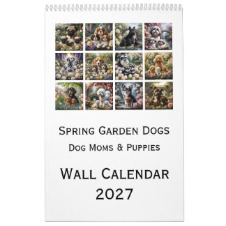 Calendario mural de perros en el jardín de primave