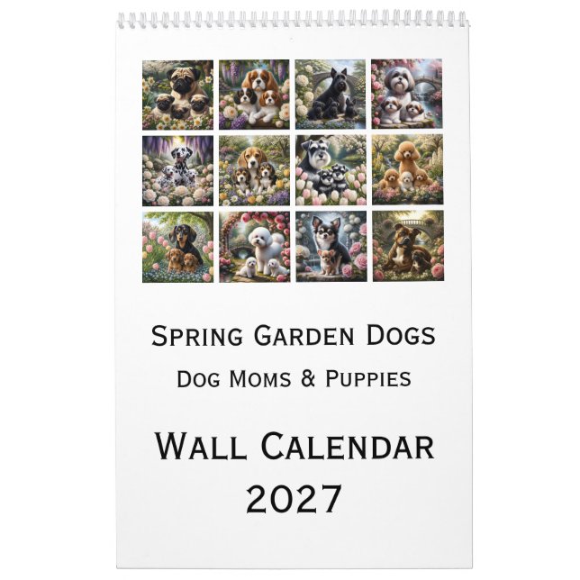 Calendario mural de perros en el jardín de primave (Tapa)