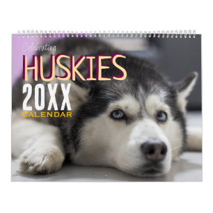 Calendario mural de perros Huskies