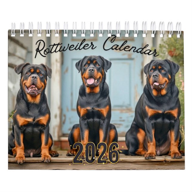 Calendario mural de perros Rottweiler 2026 (Tapa)