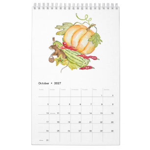 Calendario mural de ratón acuarela 2027