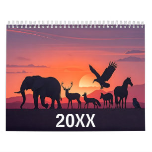 Calendario mural de siluetas de vida silvestre 202