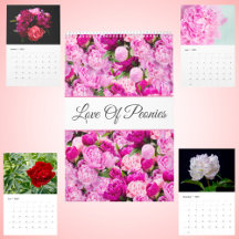 Calendario mural del amor por las peonías