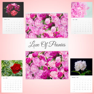 Calendario mural del amor por las peonías