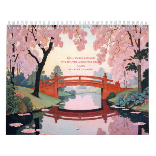 Calendario mural del jardín japonés Serenity in Bl