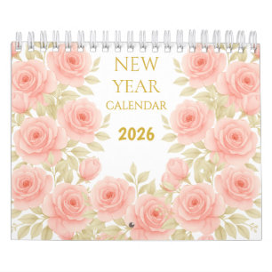 Calendario mural floral de acuarela de lujo para 2
