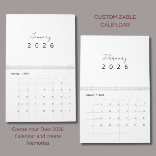 Calendario mural minimalista moderno 2026