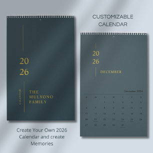 Calendario mural minimalista moderno 2026