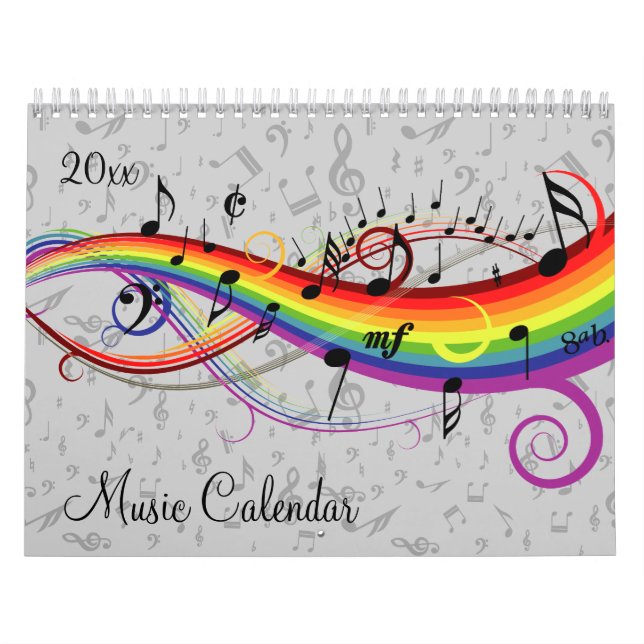 Calendario Música y notas musicales de estilo (Tapa)