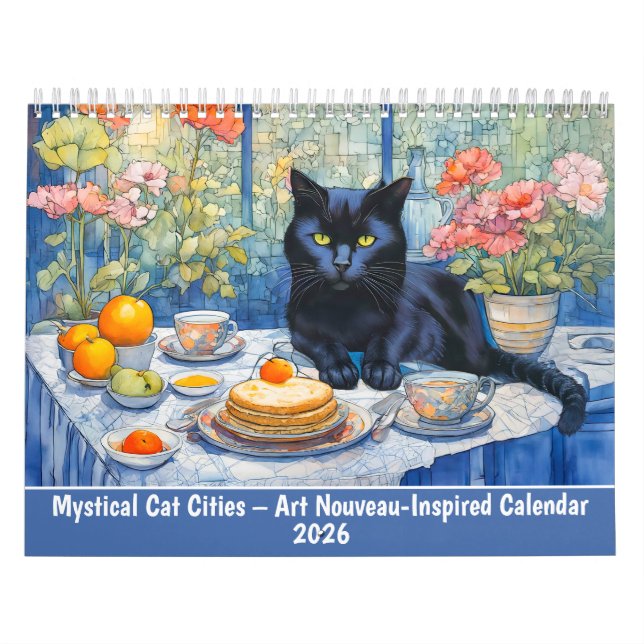 Calendario Mystical Cat Cities Art Nouveau-Inspired Calendar (Tapa)