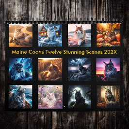 Calendario Mystical Maine Coons: Doce Escenas Impresionantes