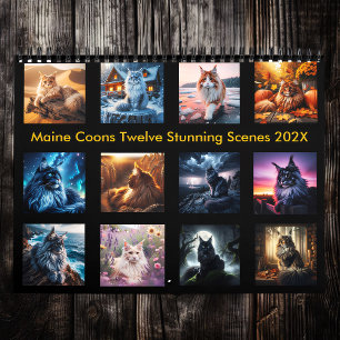 Calendario Mystical Maine Coons: Doce Escenas Impresionantes 